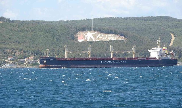 Ukrayna'dan yola çıkan mısır yüklü 'Rojen' isimli tahıl gemisi Çanakkale Boğazı'ndan geçti