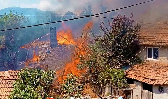 Ev ve ahırın kül olduğu yangında 22 küçükbaş hayvan telef oldu