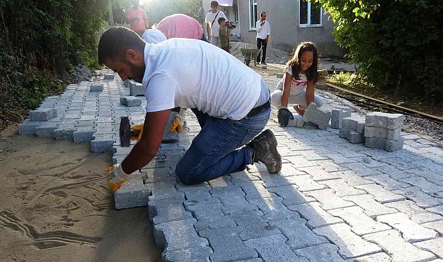 Gevaş Belediyesi mahalle yollarını parke taşları ile döşüyor