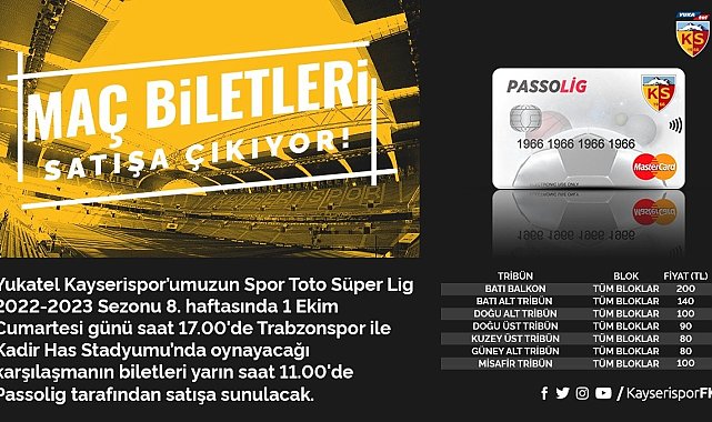 Kayserispor - Trabzonspor maçı bilet fiyatları belli oldu
