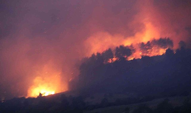 Muğla-Denizli sınırındaki yangını söndürme çalışmaları sürüyor