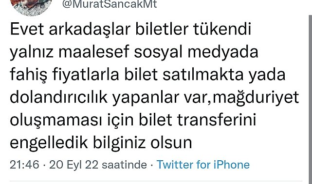 Murat Sancak'tan bilet açıklaması