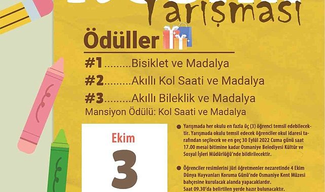 Osmaniye'de "Hayvan Sevgisi" temalı resim yarışması