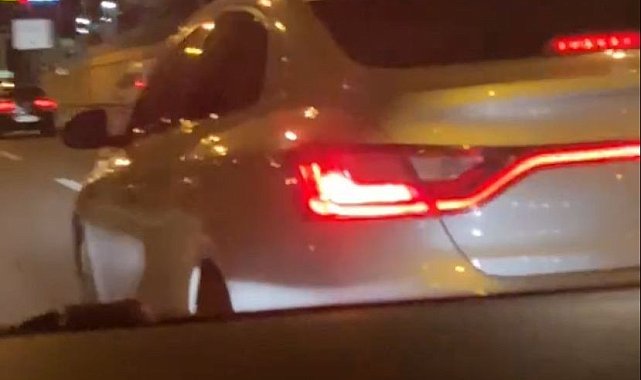 Ümraniye'de kadın sürücüyü sıkıştıran maganda kamerada