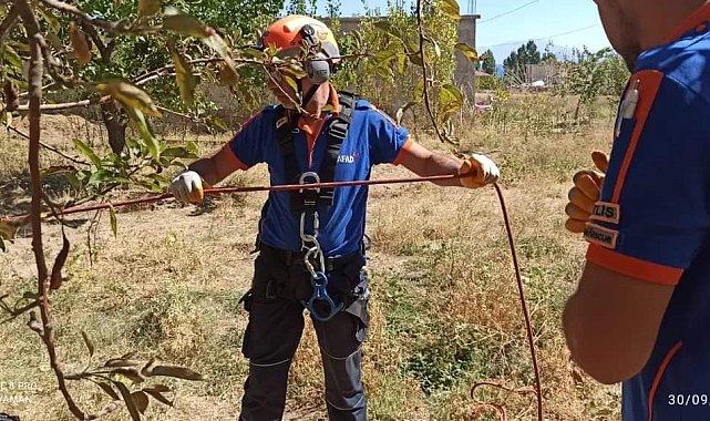 20 metrelik kuyuya düşen kediyi AFAD ekibi kurtardı