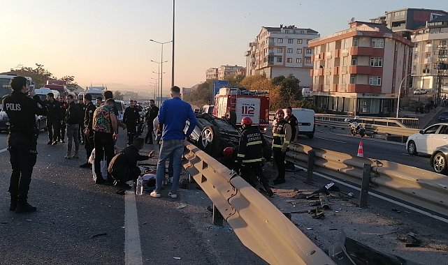 D-100'de takla atan otomobildeki 4 kişi yaralandı