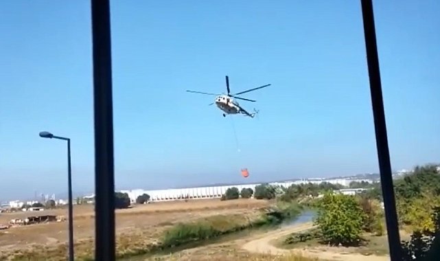 Yangın söndürme helikopterleri o fabrikaya sorti yapıyor