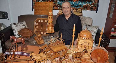 Ahşabı sabırla işleyerek sanat eserine dönüştürüyor