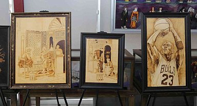Ahşap yakma sanatının birbirinden güzel eserleri bu sergide