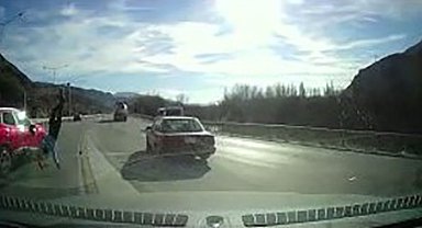 Amasya'daki feci kaza araç kamerasında