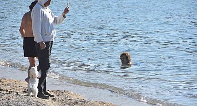 Bodrum denize girip güneşlendiler