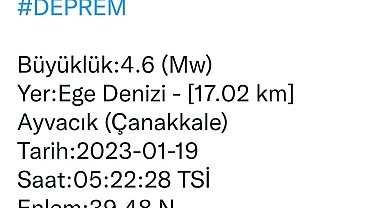 Çanakkale açıklarındaki deprem İzmir'den de hissedildi