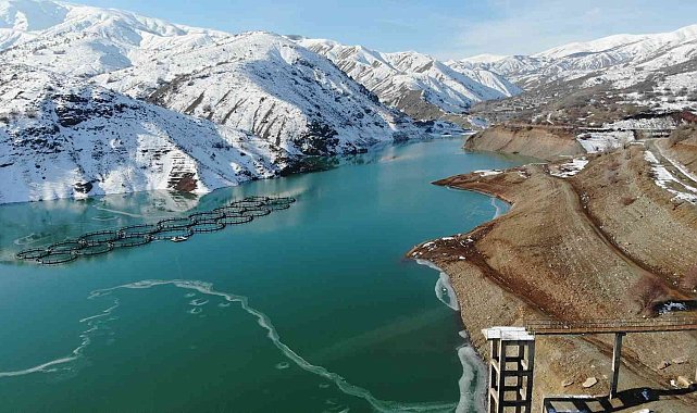 Erzincan'daki Göyne Sulama Barajı buzla kaplandı