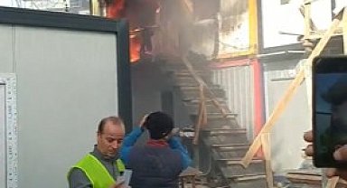 İşçilerin kaldığı konteyner alev alev yandı