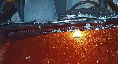 Karayoluna çıkan ineğe otomobil çarptı