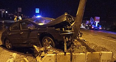Otomobil elektrik direğine çarptı