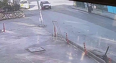 Otomobilin yayaya çarptığı anlar kamerada
