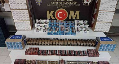 Samsun'da 110 bin dal kaçak makaron ve bin 691 adet takviye gıda ele geçirildi