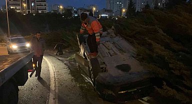 Takla atan araçtan burnu bile kanamadan çıktı