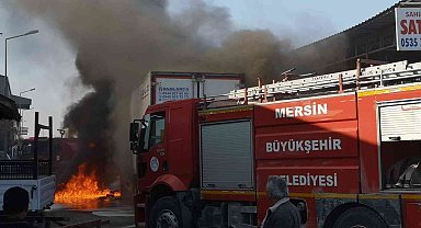 Tır alev alev yandı