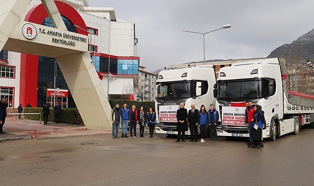 Amasya Üniversitesi'nden deprem bölgesine 2 tır yardım malzemesi desteği