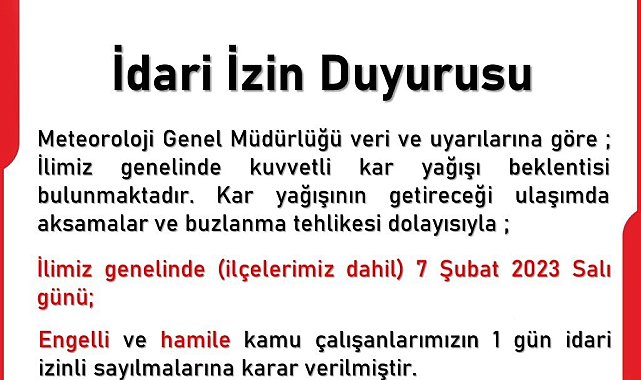 Engelli ve hamilelere bir gün idari izin