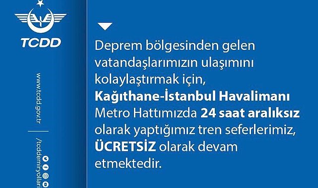 Kağıthane - İstanbul Havalimanı metro hattı depremzedeleri 24 saat ücretsiz taşıyacak