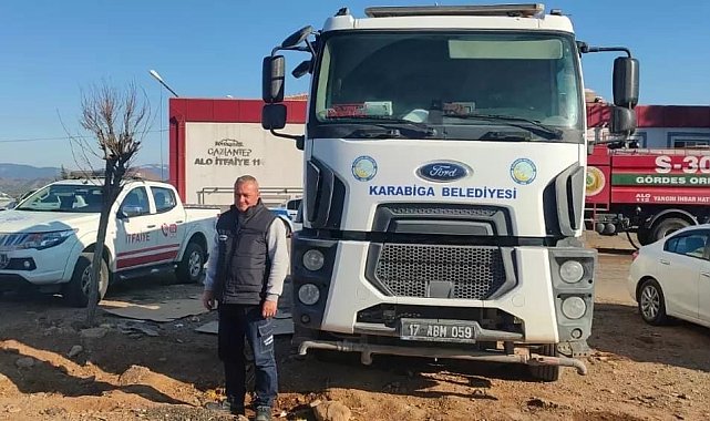 Karabiga Belediyesi deprem bölgesine itfaiye hizmet aracı ile 8 tonluk su tankeri gönderdi