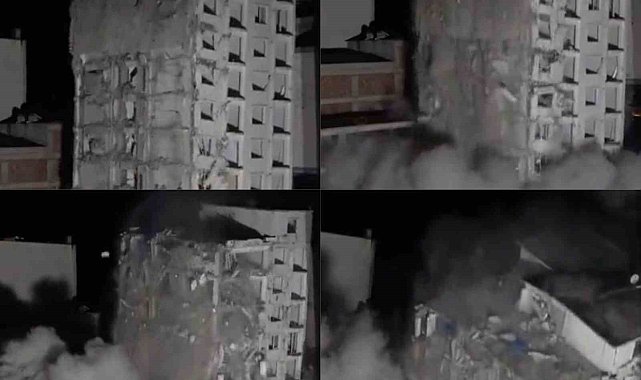 Depremde ağır hasar almıştı, böyle yıkıldı