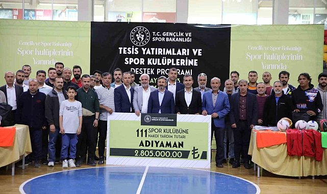 Adıyaman'da ki spor kulüplerine 2 milyon 805 bin TL'lik yardım
