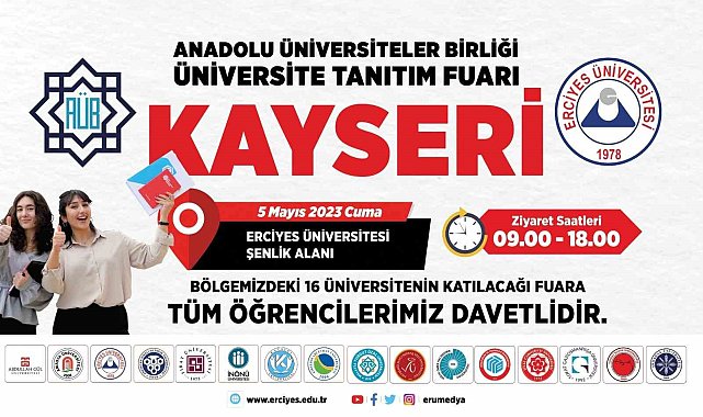 AÜB Üniversite Tanıtım ve Tercih Fuarı, ERÜ'nün ev sahipliğinde gerçekleştirilecek