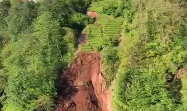 Trabzon'da heyelan anı cep telefonu kamerasına böyle yansıdı