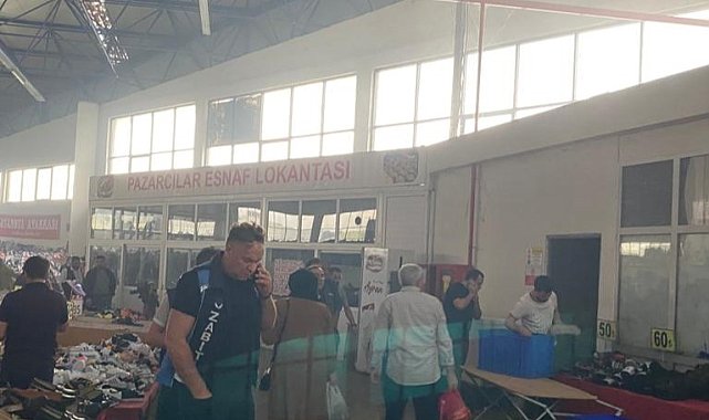 Pazar yerinde yangın paniği, bir anda ortalık karıştı